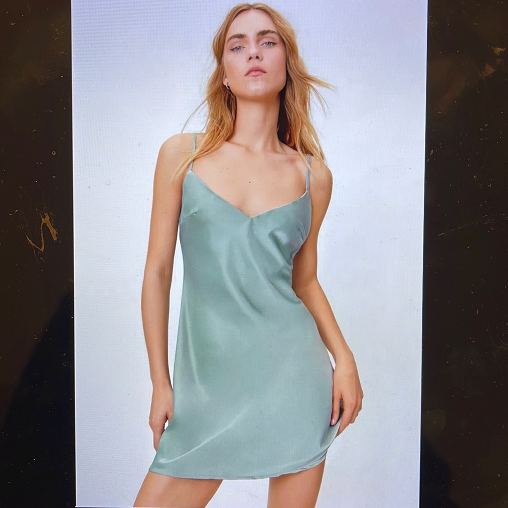 Nasty Gal Satin V Neck Mini Slip Dress
